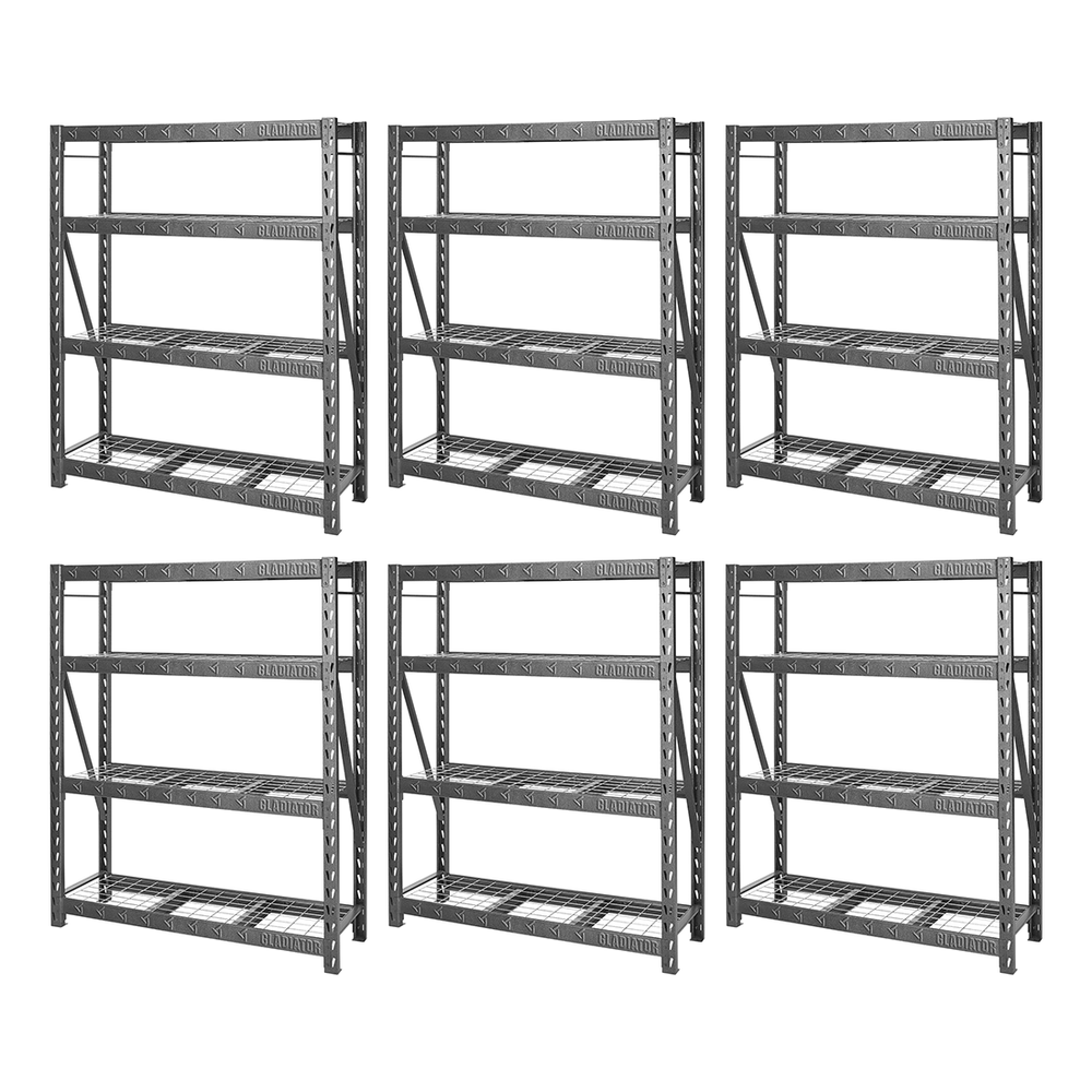 Gladiator 60-Inch Tool-Free Rack Shelving (6-Pack)-GARS604TEG-6-Garage Giant
