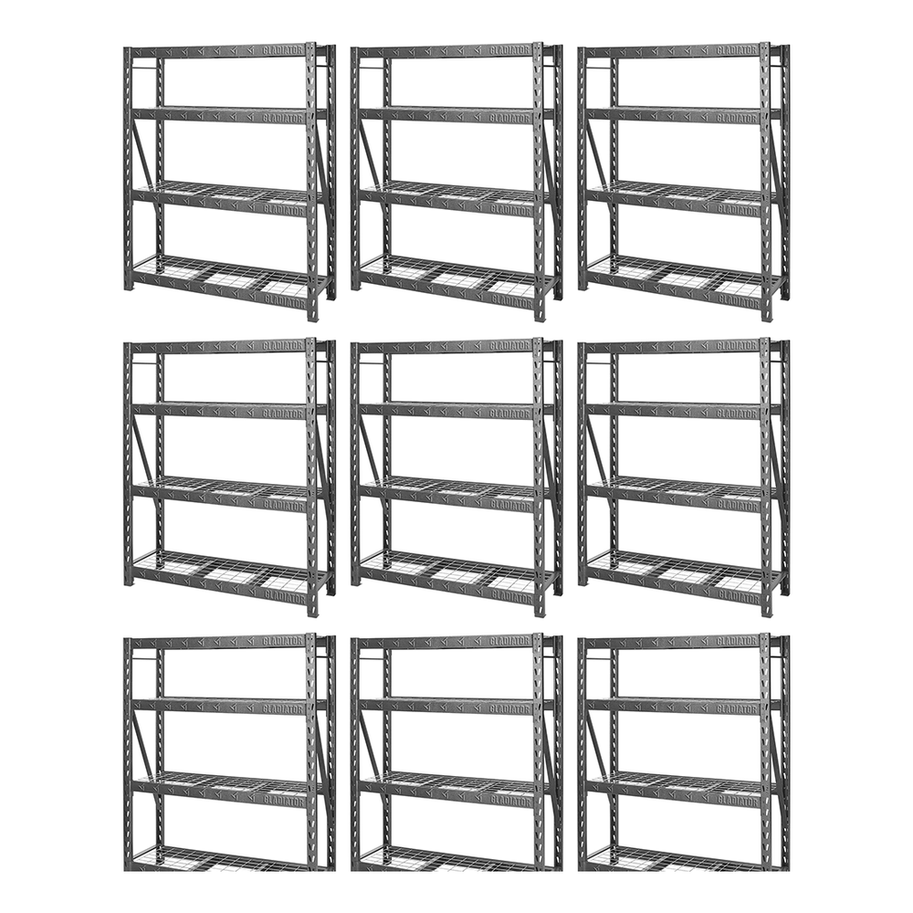 Gladiator 60-Inch Tool-Free Rack Shelving (9-Pack)-GARS604TEG-9-Garage Giant