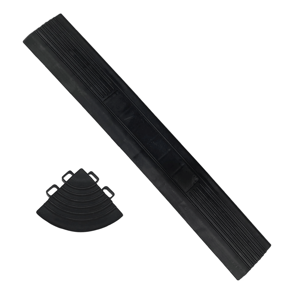 SafeRacks Interlocking Black Garage Floor Tiles Edge and Corner Kit (Male - Pegged)-GF-MALE-16B-Garage Giant