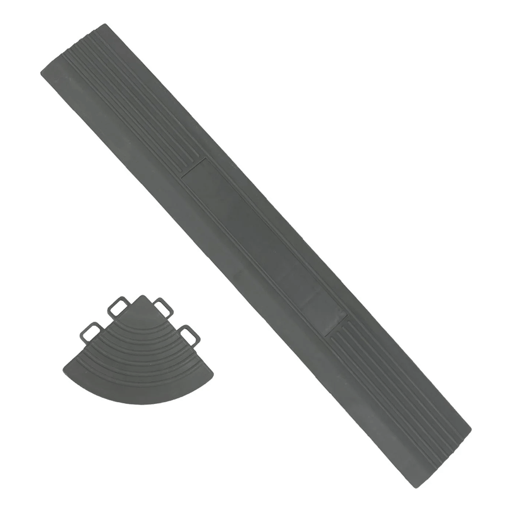 SafeRacks Interlocking Grey Garage Floor Tiles Edge and Corner Kit (Male - Pegged)-GF-MALE-16G-Garage Giant