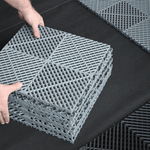 SafeRacks Interlocking Grey Garage Floor Tiles (16 Pack)-GF-RIB-16G-Garage Giant 
