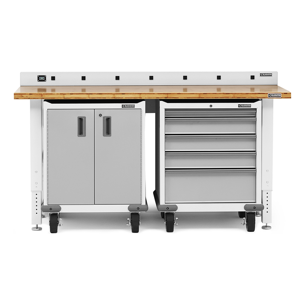 Gladiator 4-Piece White Workbench Cabinet System-Gladiator-4-Piece-White-Workbench-System-Garage Giant