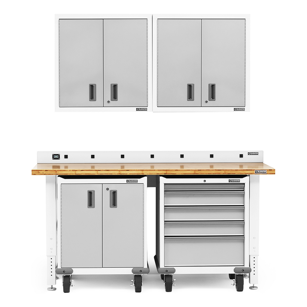 Gladiator 6-Piece White Garage Cabinet System-Gladiator-6-Piece-White-Cabinet-System-Garage Giant