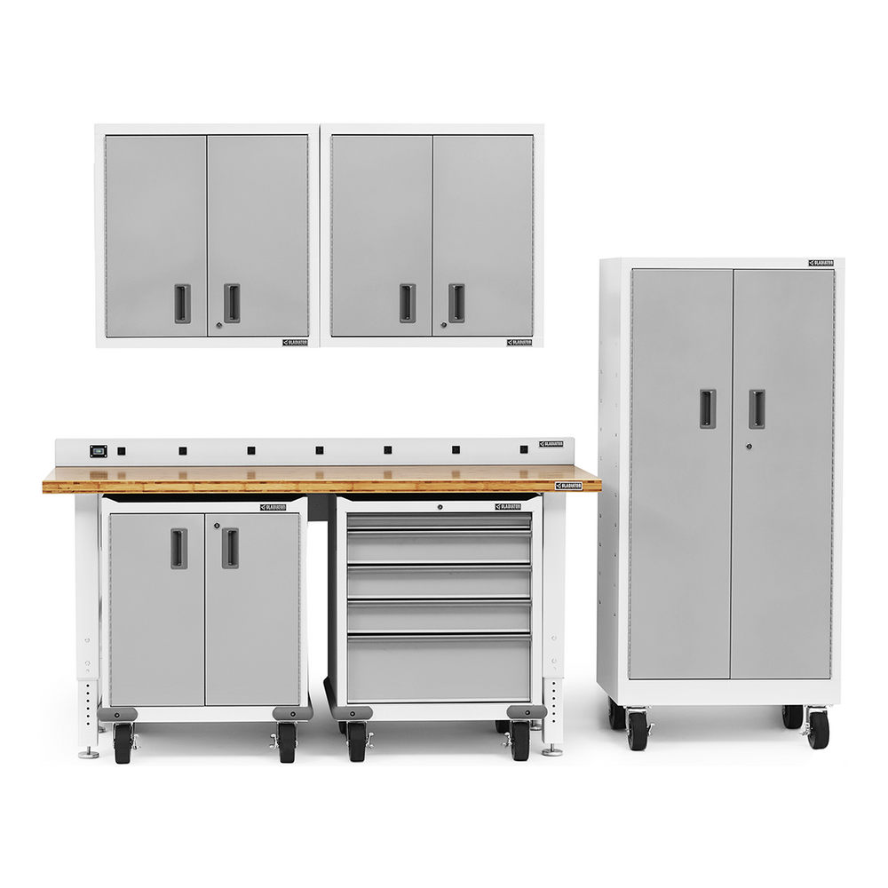 Gladiator 7-Piece White Garage Cabinet System-Gladiator-7-Piece-White-Cabinet-System-Garage Giant