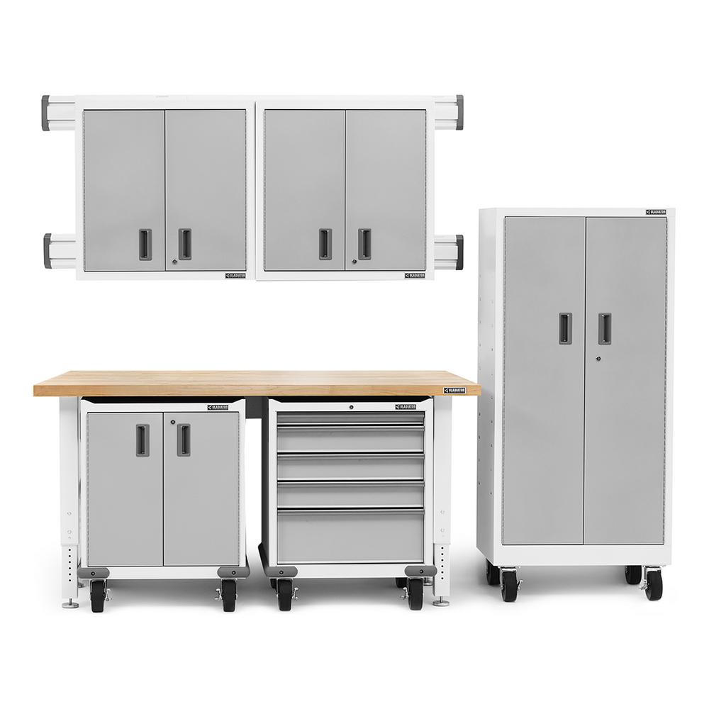 Gladiator 11-Piece White Garage Cabinet System-GGS11PMR02-Garage Giant