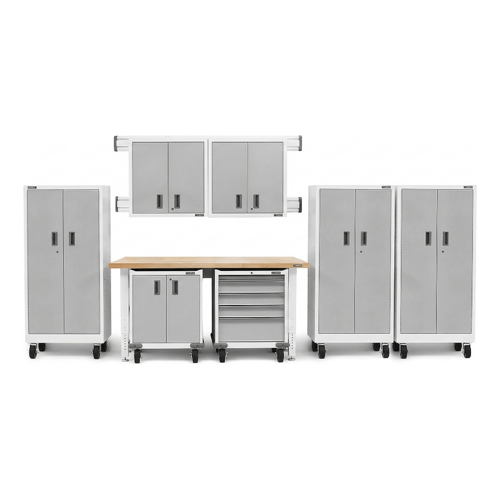 Gladiator 13-Piece White Garage Cabinet Set-GGS13PMR04-Garage Giant
