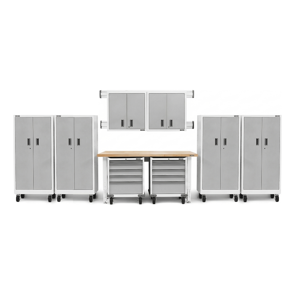 Gladiator 14-Piece White Garage Cabinet System-GGS14PMR01-Garage Giant