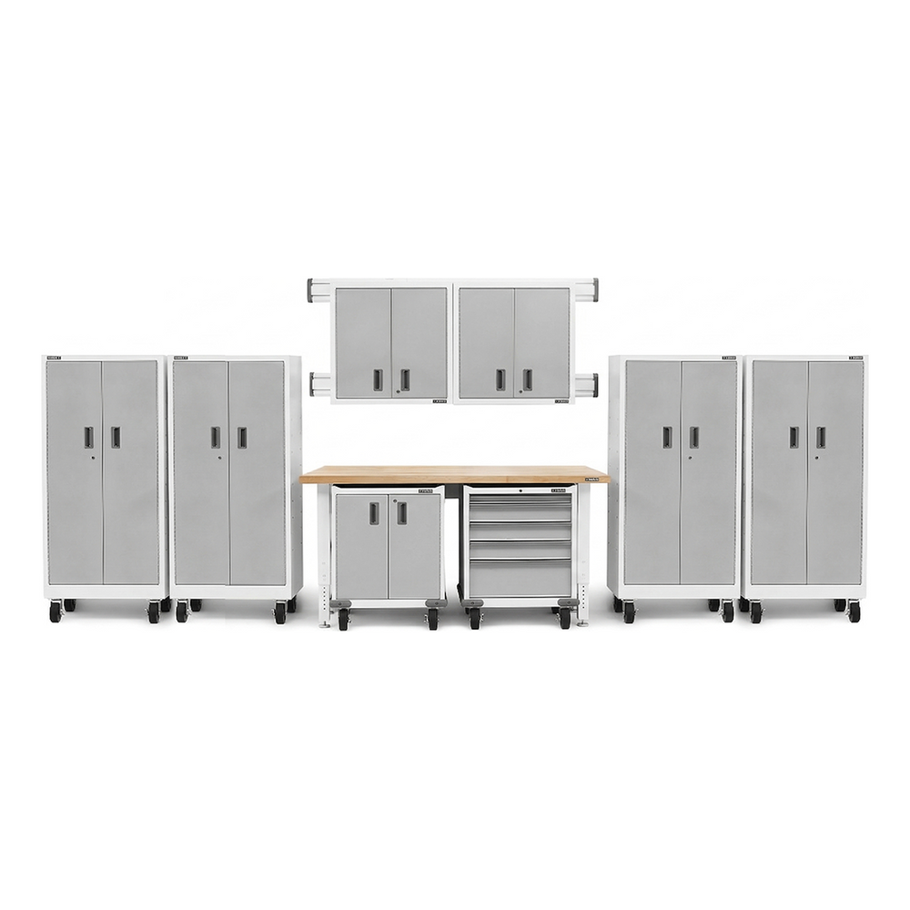 Gladiator 14-Piece White Garage Cabinet Set-GGS14PMR02-Garage Giant