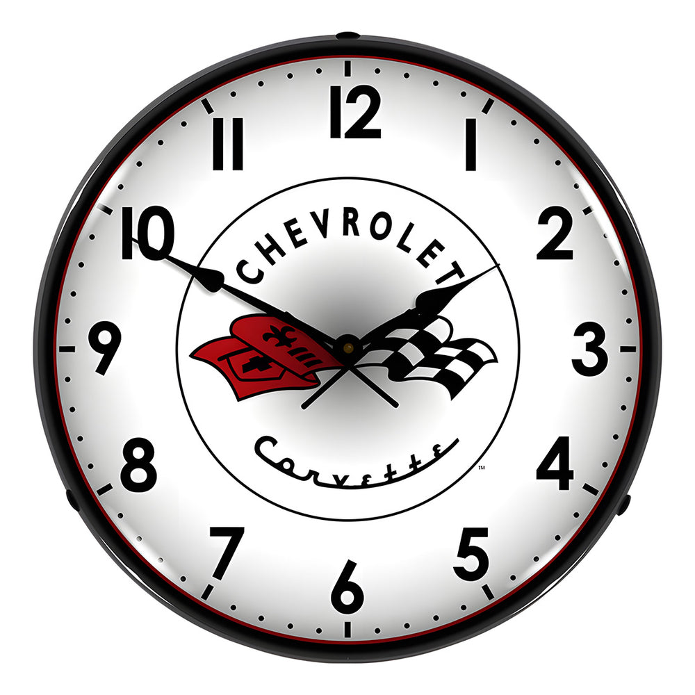 Collectable Sign and Clock Chevrolet Corvette C1 Backlit Wall Clock-GM1001232-Garage Giant