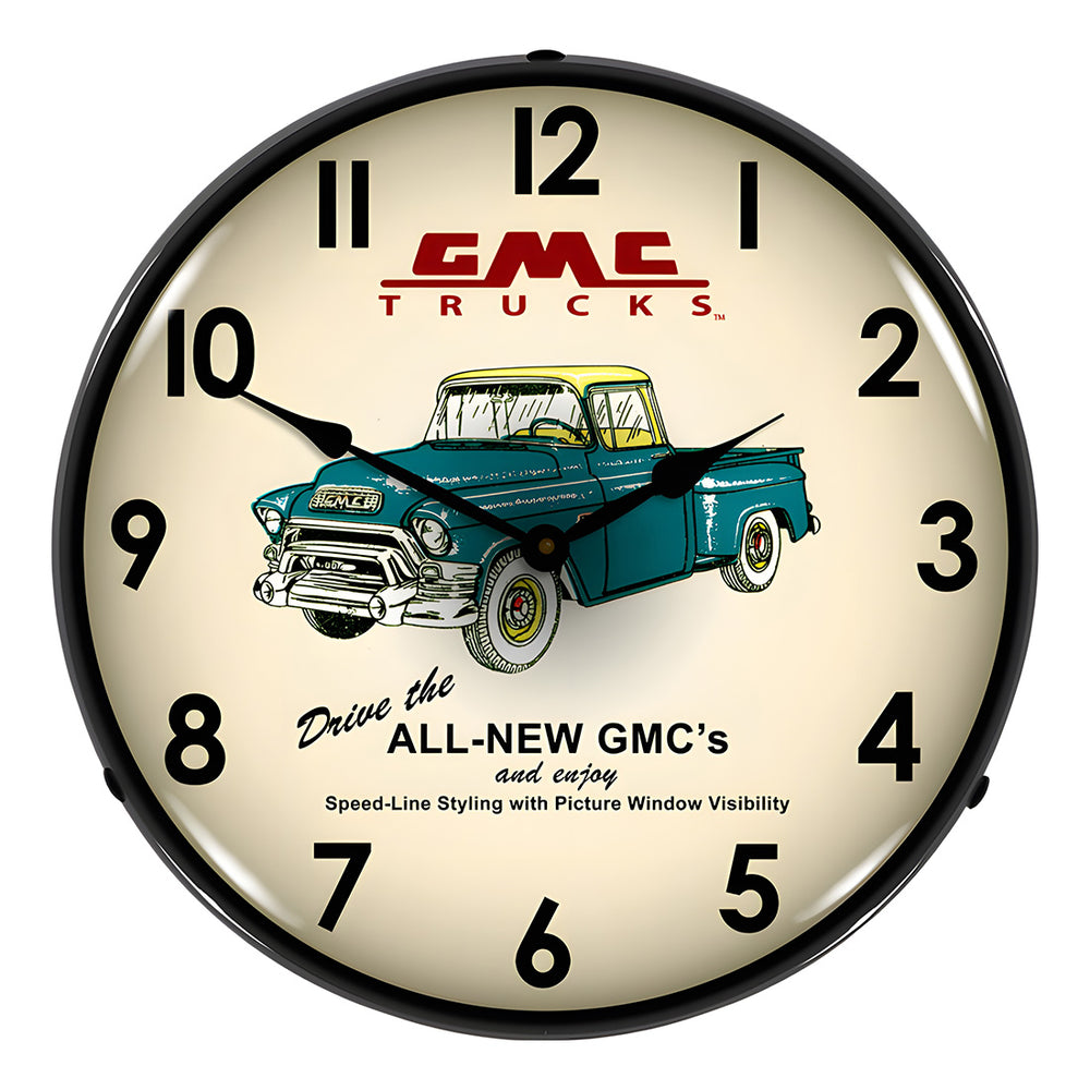 Collectable Sign and Clock GMC Trucks 1956 Backlit Wall Clock-GM1001234-Garage Giant