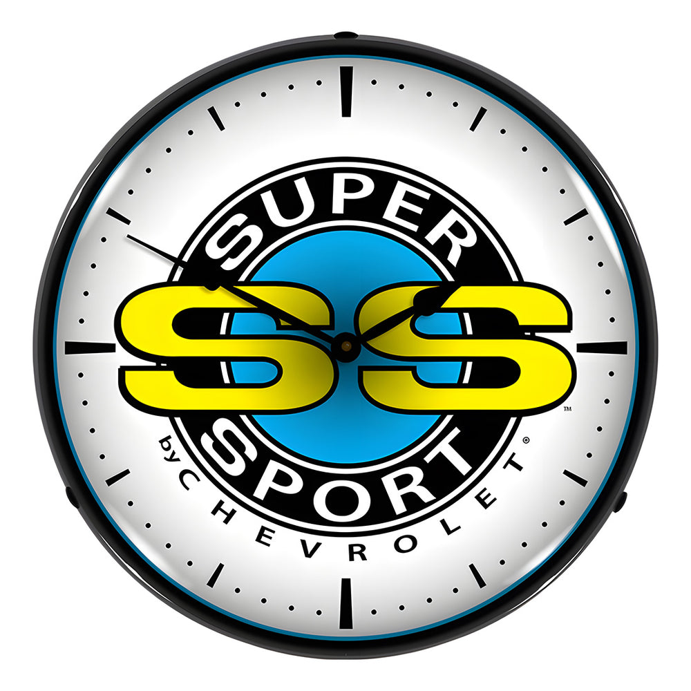 Collectable Sign and Clock Chevrolet SS Super Sport Backlit Wall Clock-GM1002242-Garage Giant