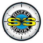 Collectable Sign and Clock Chevrolet SS Super Sport Backlit Wall Clock-GM1002242-Garage Giant 