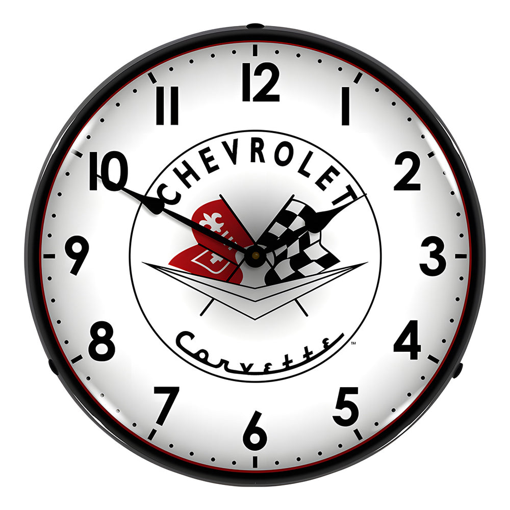 Collectable Sign and Clock Chevrolet Corvette Backlit Wall Clock-GM1002243-Garage Giant