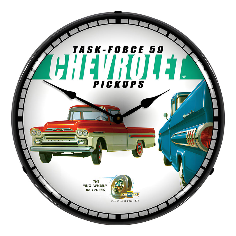 Collectable Sign and Clock Chevrolet Pickups Backlit Wall Clock-GM1002244-Garage Giant