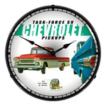 Collectable Sign and Clock Chevrolet Pickups Backlit Wall Clock-GM1002244-Garage Giant 