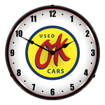 Collectable Sign and Clock OK Used Cars Backlit Wall Clock-GM1112352-Garage Giant 