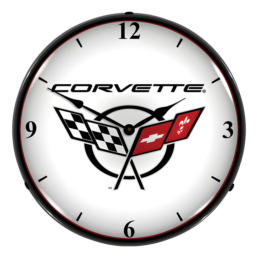 Collectable Sign and Clock C5 Corvette 2 Backlit Wall Clock-GM1206369-Garage Giant