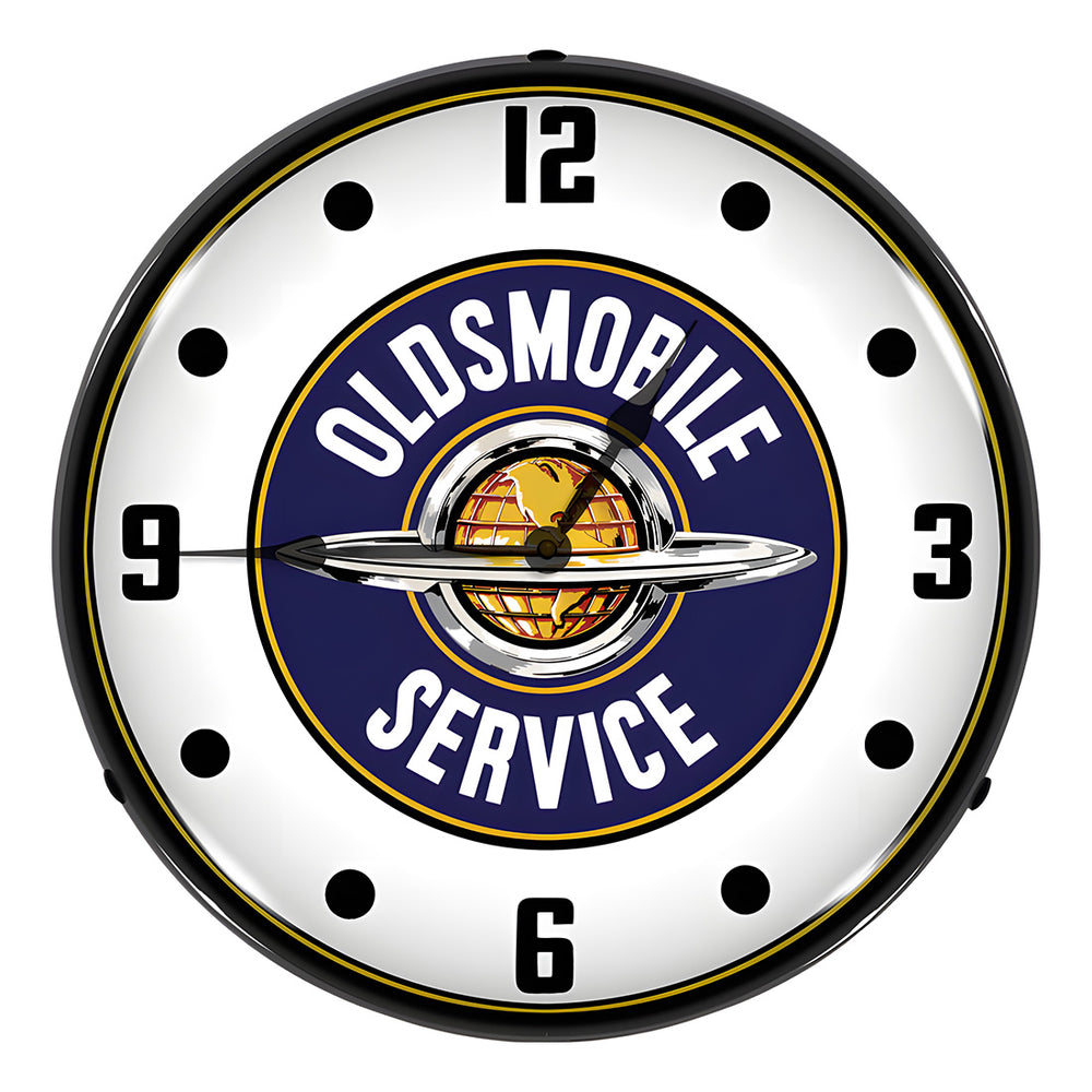 Collectable Sign and Clock Oldsmobile Service Backlit Wall Clock-GM1411563-Garage Giant