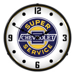 Collectable Sign and Clock Chevrolet Super Service Backlit Wall Clock-GM1411565-Garage Giant 