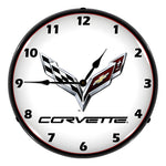 Collectable Sign and Clock C7 Corvette Backlit Wall Clock-GM1502567-Garage Giant 