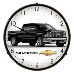 Collectable Sign and Clock Chevrolet Silverado Black Backlit Wall Clock-GM1505596-Garage Giant 