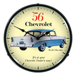 Collectable Sign and Clock 1956 Chevrolet Two Ten Backlit Wall Clock-GM1612685-Garage Giant 