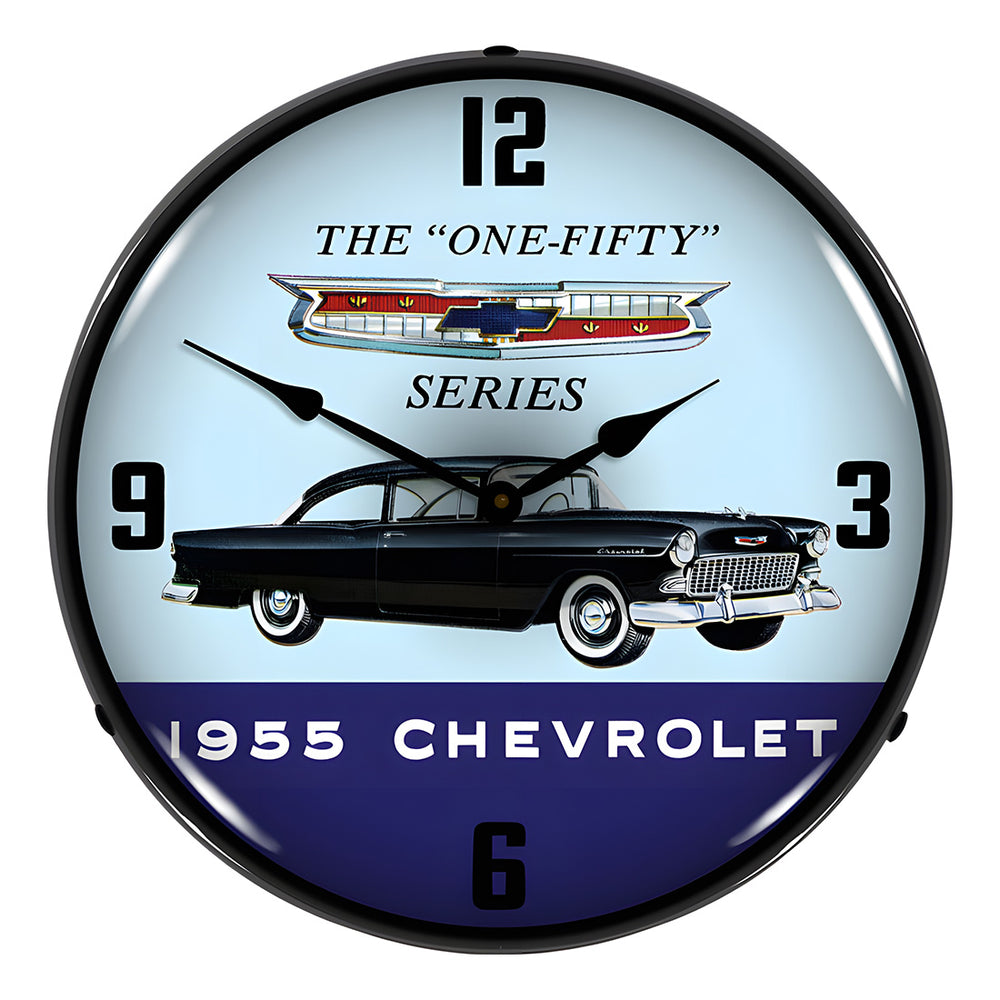 Collectable Sign and Clock 1955 Chevrolet One Fifty Backlit Wall Clock-GM1612697-Garage Giant