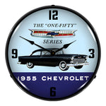Collectable Sign and Clock 1955 Chevrolet One Fifty Backlit Wall Clock-GM1612697-Garage Giant 