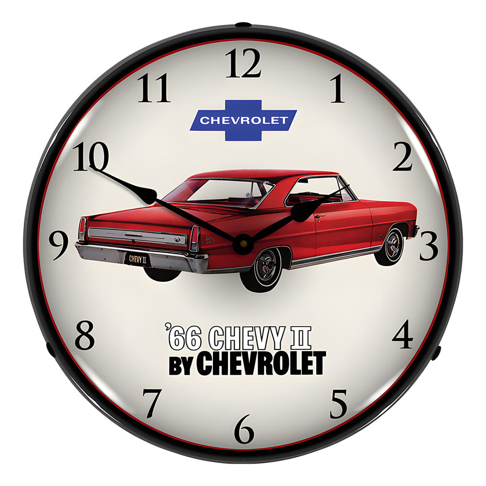 Collectable Sign and Clock 1966 Chevy II Nova Super Sport Backlit Wall Clock-GM1612698-Garage Giant