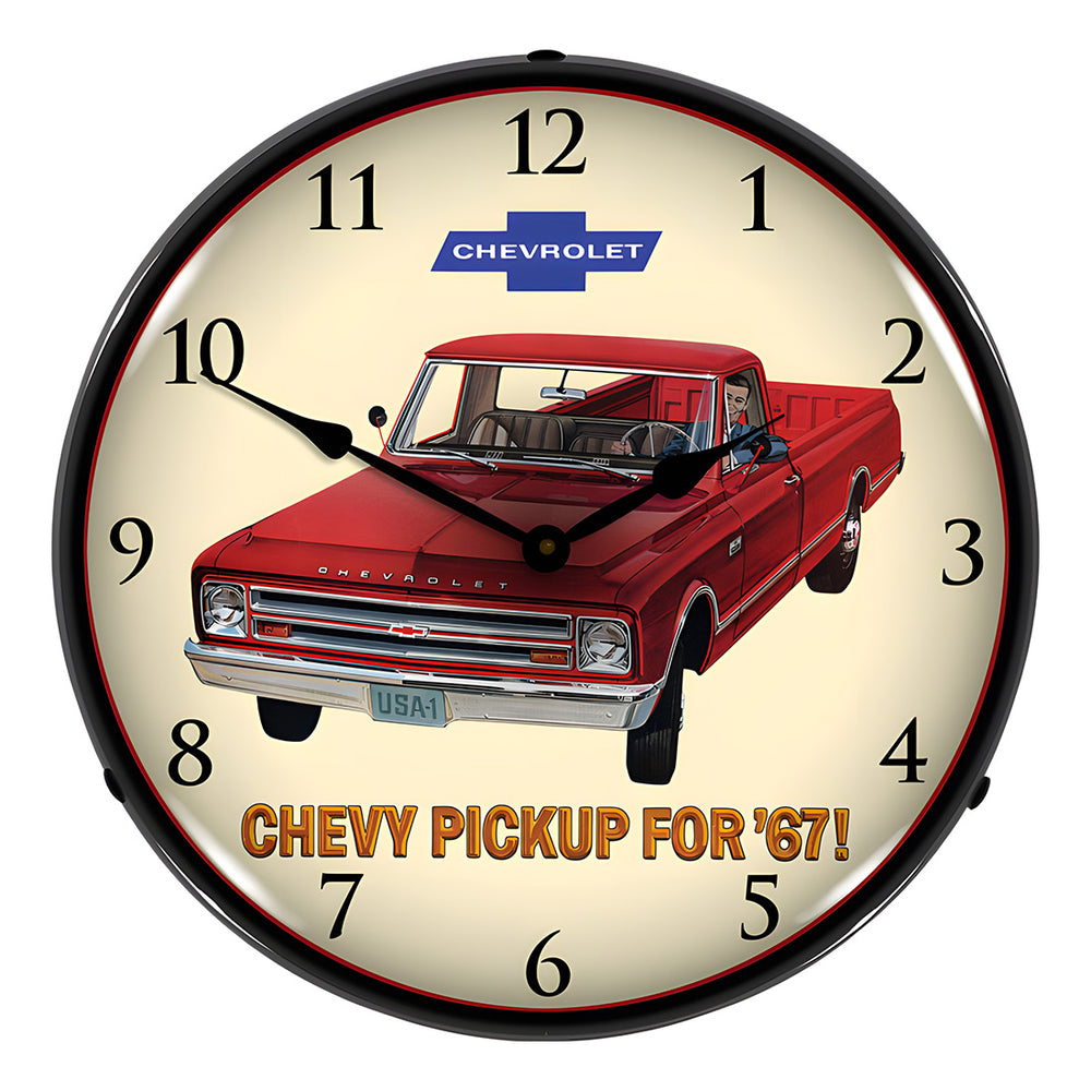 Collectable Sign and Clock 1967 Chevrolet Pickup Backlit Wall Clock-GM1612699-Garage Giant