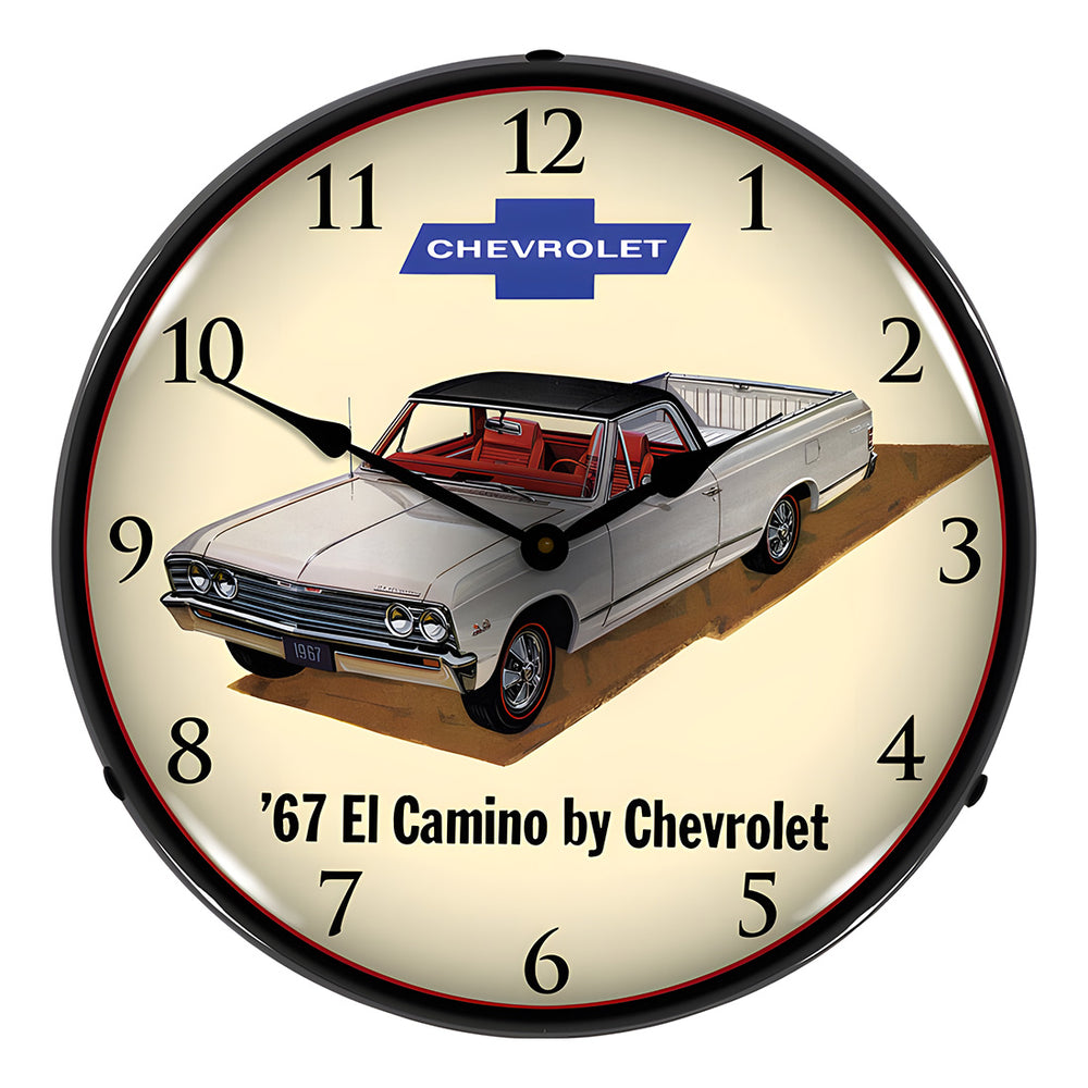 Collectable Sign and Clock 1967 Chevrolet El Camino Backlit Wall Clock-GM1612701-Garage Giant