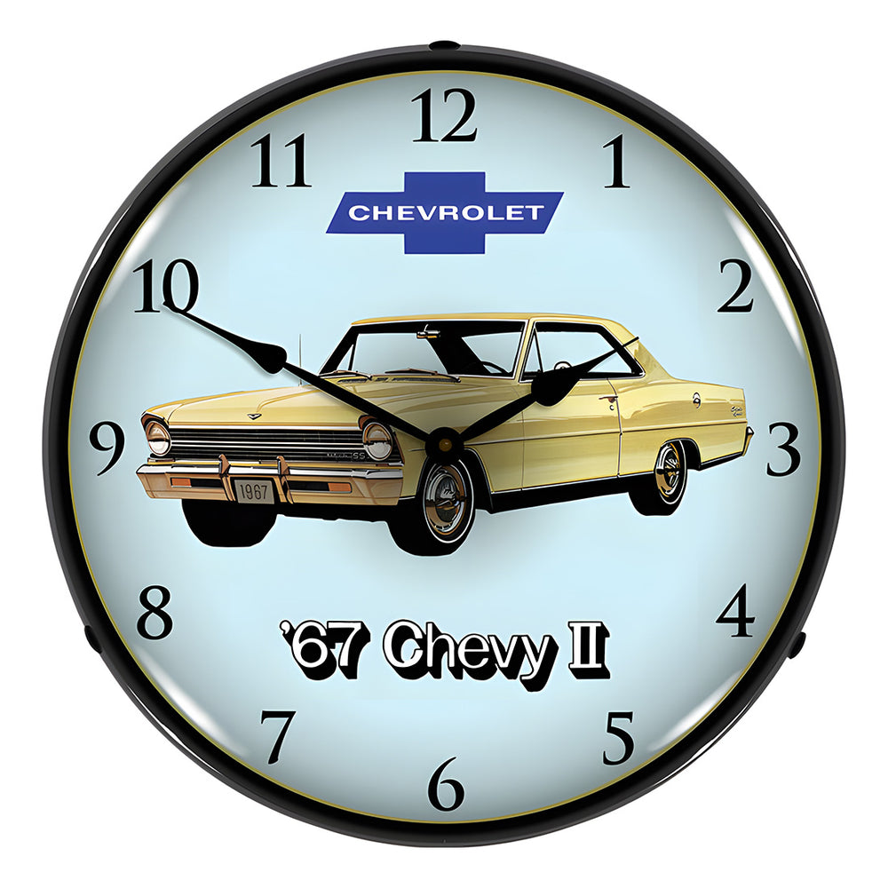 Collectable Sign and Clock 1967 Chevy II Nova Super Sport Backlit Wall Clock-GM1701702-Garage Giant