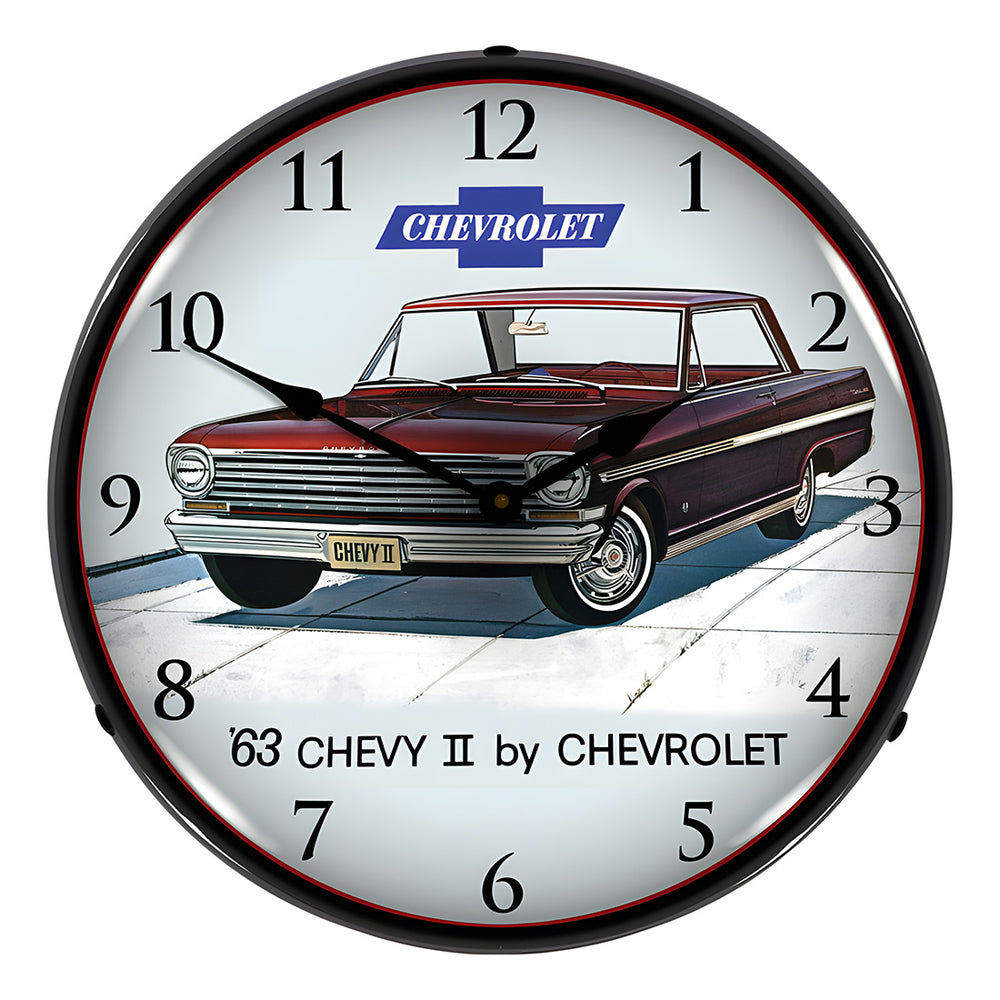 Collectable Sign and Clock 1963 Chevy II Nova Super Sport Backlit Wall Clock-GM1701712-Garage Giant