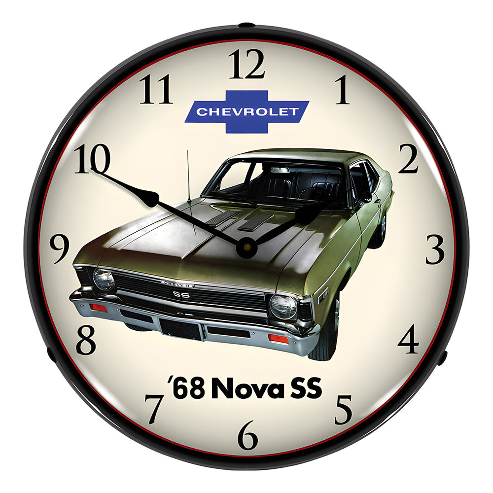 Collectable Sign and Clock 1968 Nova Super Sport Backlit Wall Clock-GM1701713-Garage Giant