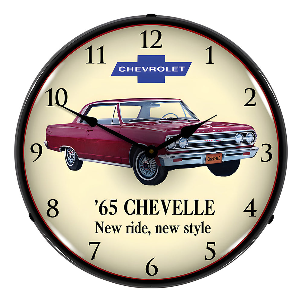 Collectable Sign and Clock 1965 Chevelle Backlit Wall Clock-GM1701716-Garage Giant