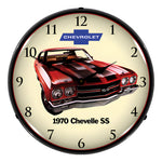 Collectable Sign and Clock 1970 SS Chevelle Backlit Wall Clock-GM1701717-Garage Giant 