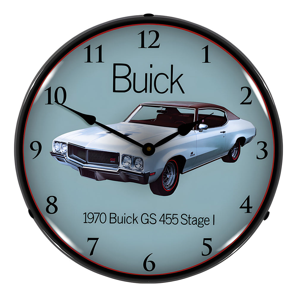 Collectable Sign and Clock 1970 Buick GS 455 Stage 1 Backlit Wall Clock-GM1701718-Garage Giant