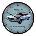 Collectable Sign and Clock 1970 Buick GS 455 Stage 1 Backlit Wall Clock-GM1701718-Garage Giant 
