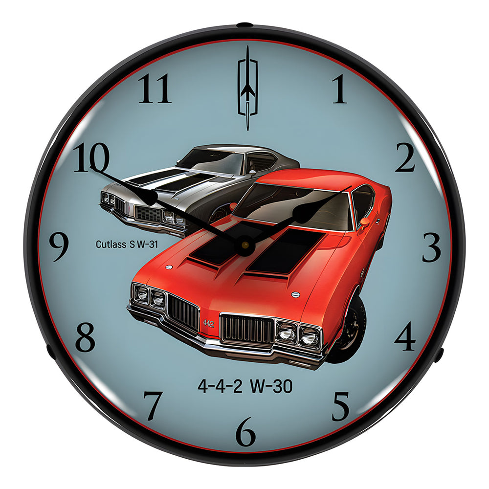 Collectable Sign and Clock 1970 442 W-30 and W-31 Backlit Wall Clock