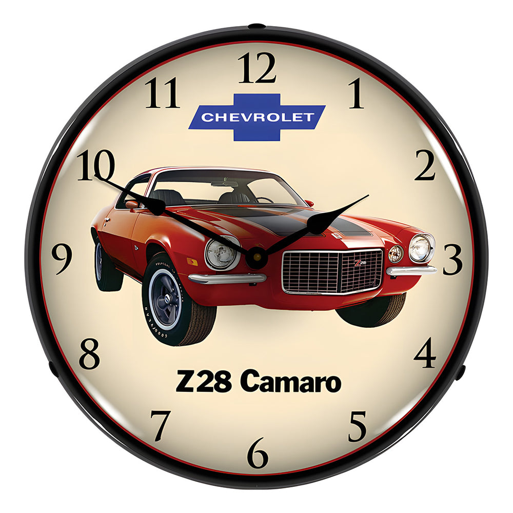 Collectable Sign and Clock 1972 Z28 Camaro Backlit Wall Clock-GM1701720-Garage Giant
