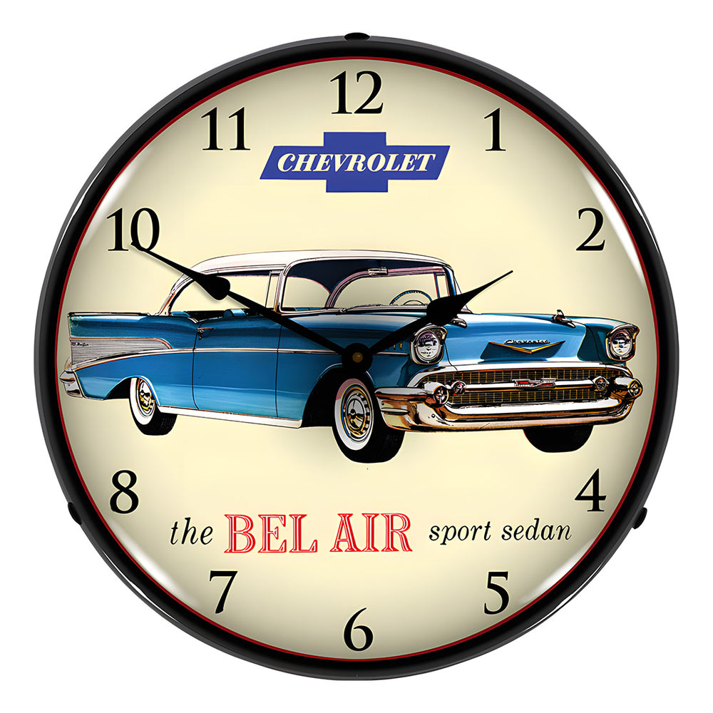 Collectable Sign and Clock 1957 Chevrolet Bel Air Backlit Wall Clock-GM1702723-Garage Giant