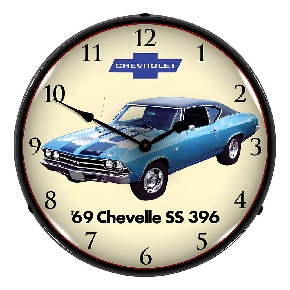 Collectable Sign and Clock 1969 Chevelle SS 396 Backlit Wall Clock-GM1702731-Garage Giant