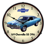 Collectable Sign and Clock 1969 Chevelle SS 396 Backlit Wall Clock-GM1702731-Garage Giant 