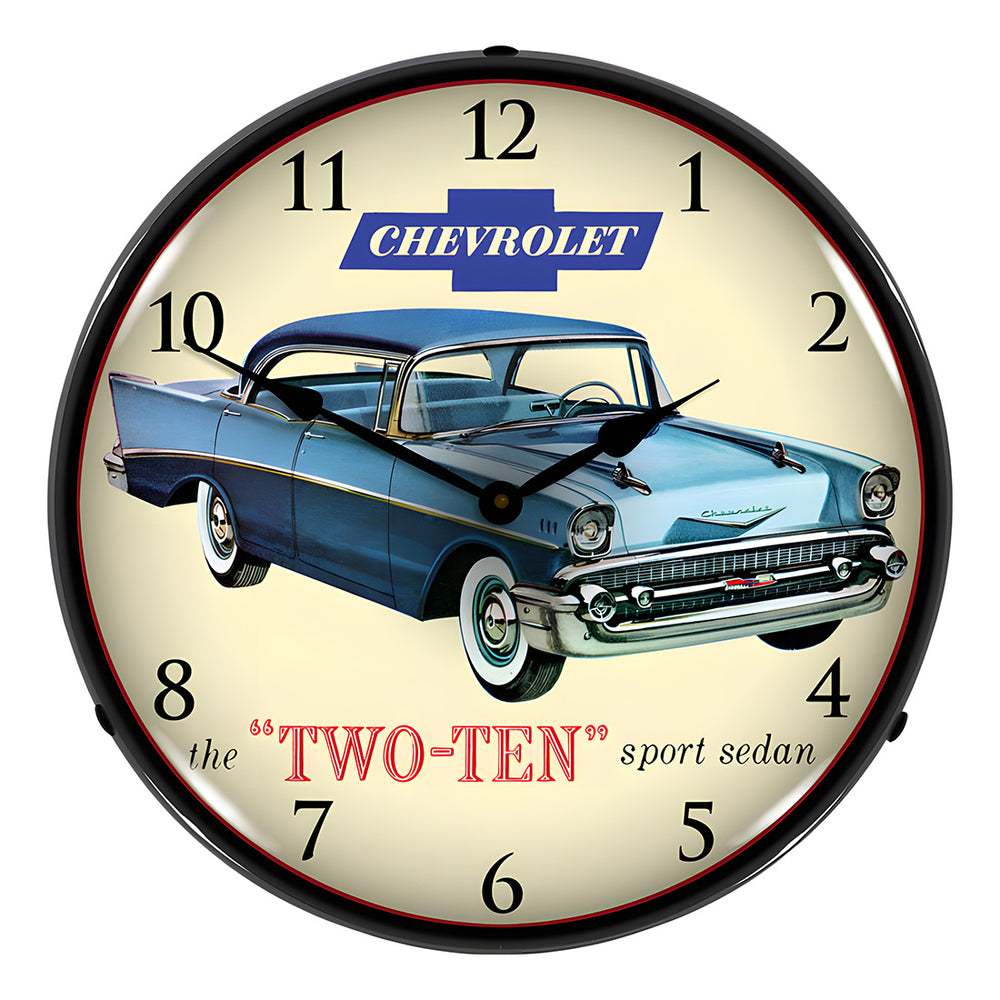 Collectable Sign and Clock 1957 Chevrolet Two Ten Backlit Wall Clock-GM1702737-Garage Giant