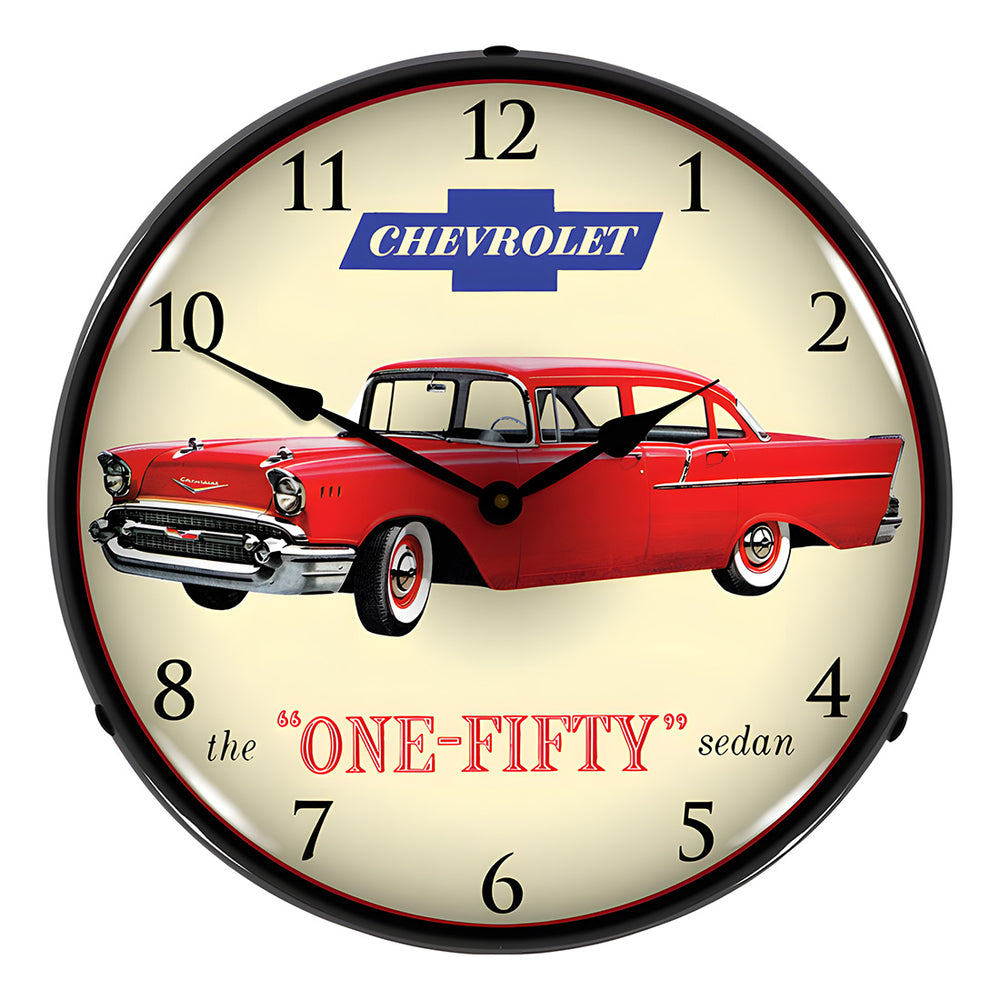 Collectable Sign and Clock 1957 Chevrolet One Fifty Backlit Wall Clock-GM1702739-Garage Giant