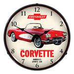 Collectable Sign and Clock 1959 Chevrolet Corvette Backlit Wall Clock-GM1702740-Garage Giant 