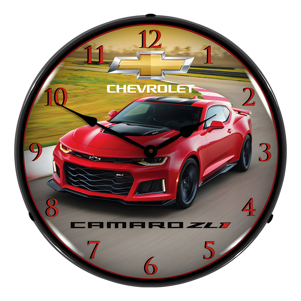 Collectable Sign and Clock 2017 Camaro ZL1 Backlit Wall Clock-GM1702742-Garage Giant