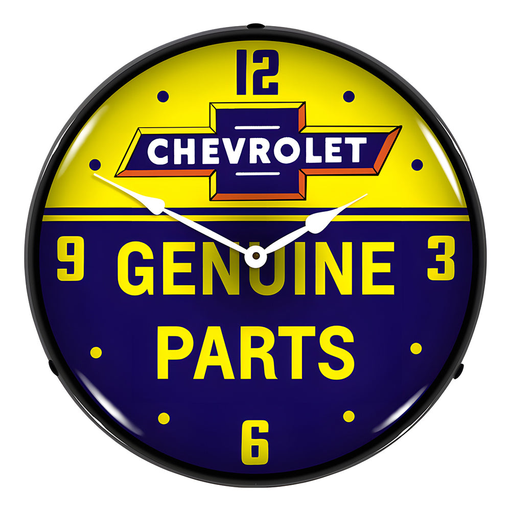 Collectable Sign and Clock Chevrolet Bowtie Genuine Parts Backlit Wall Clock-GM1704746-Garage Giant