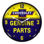 Collectable Sign and Clock Chevrolet Bowtie Genuine Parts Backlit Wall Clock-GM1704746-Garage Giant 