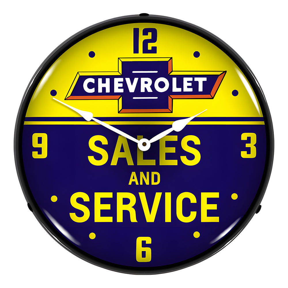 Collectable Sign and Clock Chevrolet Bowtie Sales and Service Backlit Wall Clock-GM1704748-Garage Giant